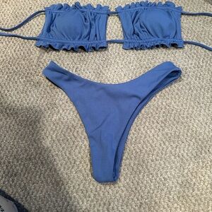 Blue Ruffle Bikini Set